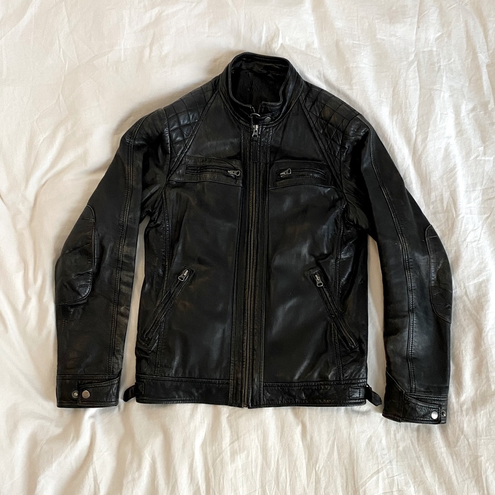 Men’s Black Leather Jacket Size Small